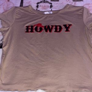 tan Howdy cropped tee